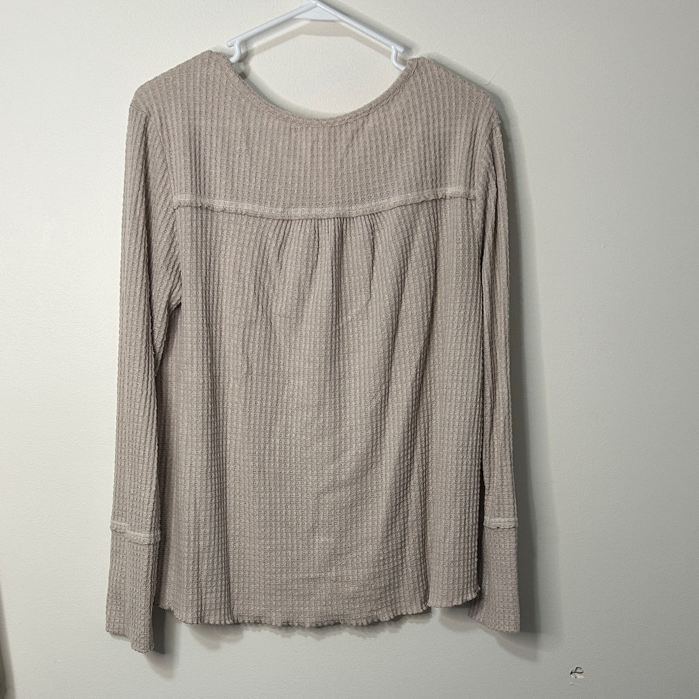 Anthropologie Taupe Long Sleeve Top ladies size L - Picture 7 of 7